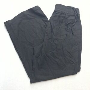 Old Navy High Rise Wide Leg Linen Blend Pants Womens Small Black Coastal Minimal